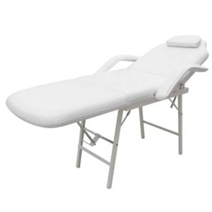 Facial Bed Adjustable White Artificial Leather