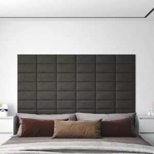 Wall Panels 12 pcs Dark Grey 30x15 cm Fabric