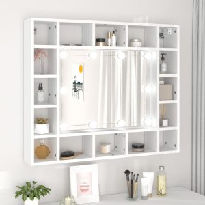 Mirror Cabinet with LED 91x15x76.5 cm