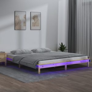 LED Bed Frame Solid Wood