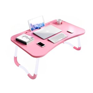 Portable Bed Table Adjustable Foldable Bed Sofa Study Table Laptop Mini Desk with Notebook Stand Cup Slot Home Decor