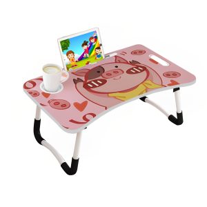 Portable Bed Table Adjustable Foldable Bed Sofa Study Table Laptop Mini Desk with Drawer and Cup Slot Home Decor