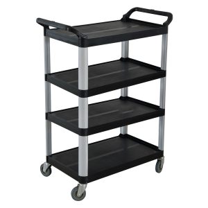 4 Tier Food Trolley Portable Kitchen Cart Multifunctional Big Utility Service with wheels 950x500x1270mm Black