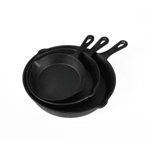 Non Stick Frying Pan Set 3PCS Cast Iron Steak Skillet BBQ Cookware Frypan