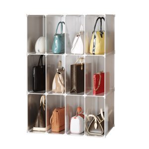 3 Tier Multifunctional PP Plastic Bag Box Portable Cubby DIY Storage Shelves Stackable Handbag Purse Organiser