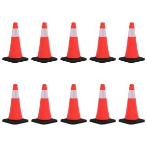 Reflective Traffic Cones with Heavy Bases 10 pcs