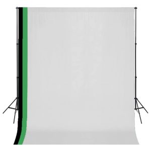 Photo Studio Kit with 3 Cotton Backdrops Adjustable Frame