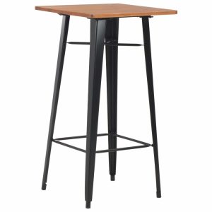 Bar Table Black 60x60x108 cm Solid Pine Wood Steel