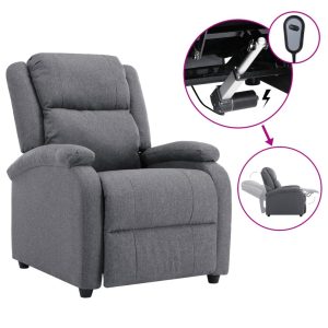 Electric TV Recliner Chair Dark Grey Fabric