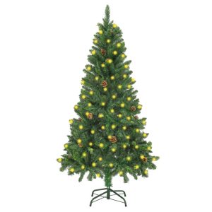 Artificial Christmas Tree with LEDs&Pine Cones