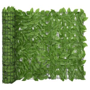 Balcony Screen with Green Leaves 600x100 cm