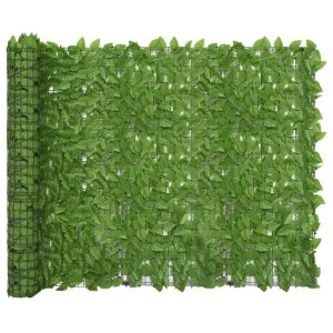 Balcony Screen with Green Leaves 300x150 cm