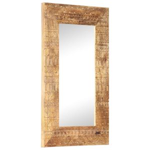 Hand-Carved Mirror Solid Mango Wood
