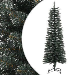 Artificial Slim Christmas Tree with Stand Green PVC