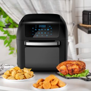EUROCHEF 10L Electric Digital Air Fryer with Rotisserie, Rotating Fry  Basket, Rack and Tongs, White