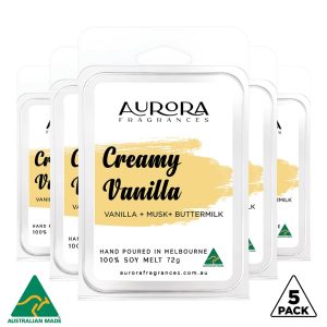 Aurora Creamy Vanilla Soy Wax Melts Australian Made 72g 5 Pack