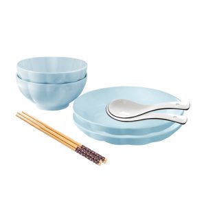 Light Blue Japanese Style Ceramic Dinnerware Crockery Soup Bowl Plate Server Kitchen Home Décor