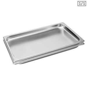 2X Gastronorm GN Pan Full Size 1/1 GN Pan 2cm Deep Stainless Steel Tray