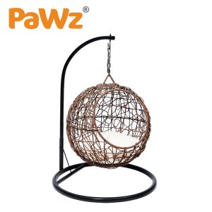 Rattan Cat Beds Elevated Puppy Wicker Hanging Basket Swinging Egg Chair