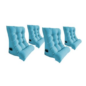 4X 45cm Blue Triangular Wedge Lumbar Pillow Headboard Backrest Sofa Bed Cushion Home Decor