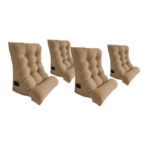 4X 45cm Khaki Triangular Wedge Lumbar Pillow Headboard Backrest Sofa Bed Cushion Home Decor