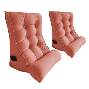 2X 45cm Orange Triangular Wedge Lumbar Pillow Headboard Backrest Sofa Bed Cushion Home Decor