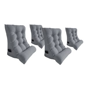 4X 45cm SilverTriangular Wedge Lumbar Pillow Headboard Backrest Sofa Bed Cushion Home Decor