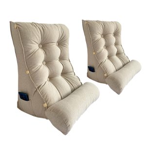 2X 45cm White Triangular Wedge Lumbar Pillow Headboard Backrest Sofa Bed Cushion Home Decor
