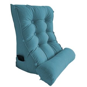60cm Blue Triangular Wedge Lumbar Pillow Headboard Backrest Sofa Bed Cushion Home Decor