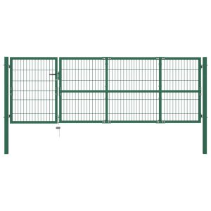 Garden Fence Gate with Posts Steel Green