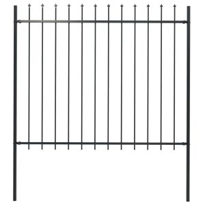 Garden Fence with Spear Top Steel 1.7x1.5 m Black