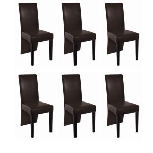 Dining Chairs 6 pcs Dark Brown Faux Leather