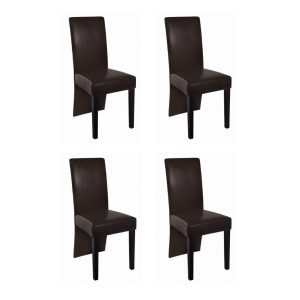 Dining Chairs 4 pcs Dark Brown Faux Leather