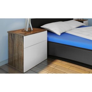 Gables Nightstand 2 pcs with One-Drawer Brown and White