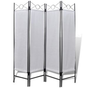 Gering 4-Panel Room Divider Privacy Folding Screen White 160 x 180 cm