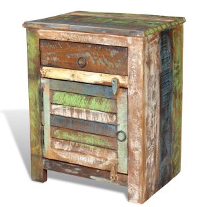 Bickley End Table with 1 Drawer 1 Door Reclaimed Wood