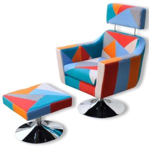 TV Armchair with Patchwork Design Fabric