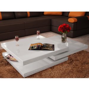 Coffee Table 3 Tiers High Gloss White