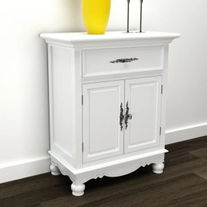 Wooden Cabinet with 2 Doors 1 Drawer White
