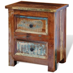 Economy Nightstand with 2 Drawers Solid Reclaimed Wood
