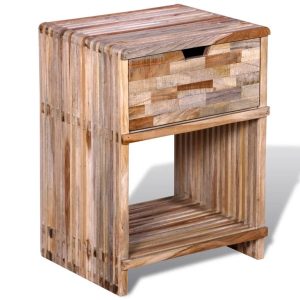 Pottsville Nightstand with Drawer Reclaimed Teak Wood