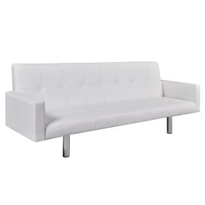 Blacksburg Sofa Bed with Armrest White Artificial Leather