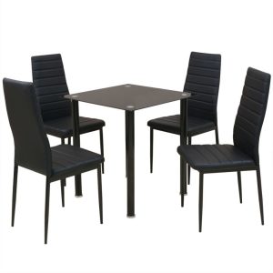 Five Piece Dining Table and Chair Set Black
