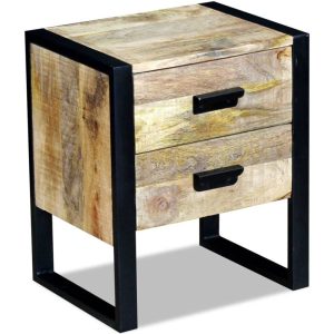 Navan Side Table with 2 Drawers Solid Mango Wood 43x33x51 cm