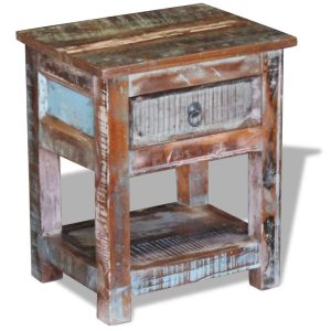 Harvard Side Table with 1 Drawer Solid Reclaimed Wood 43x33x51 cm