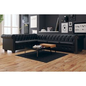 Coffeyville Chesterfield Corner Sofa 6-Seater Artificial Leather