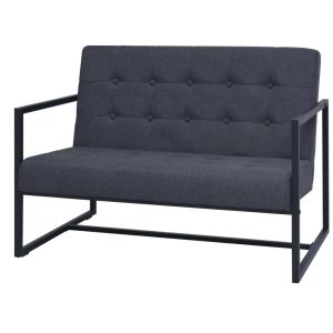 Holbeach 2-Seater Sofa with Armrests Steel and Fabric Dark Grey