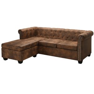 Hacienda L-shaped Chesterfield Sofa Artificial Suede Leather