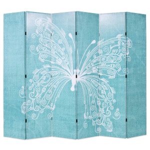 Stratton Folding Room Divider Butterfly Blue