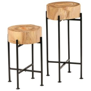 George Side Table Set 2 Pieces Solid Acacia Wood